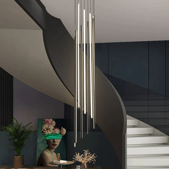 Adley - Black Stair Long LED Chandelier