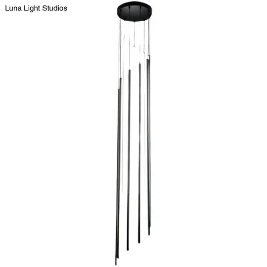 Adley - Black Stair Long Led Chandelier