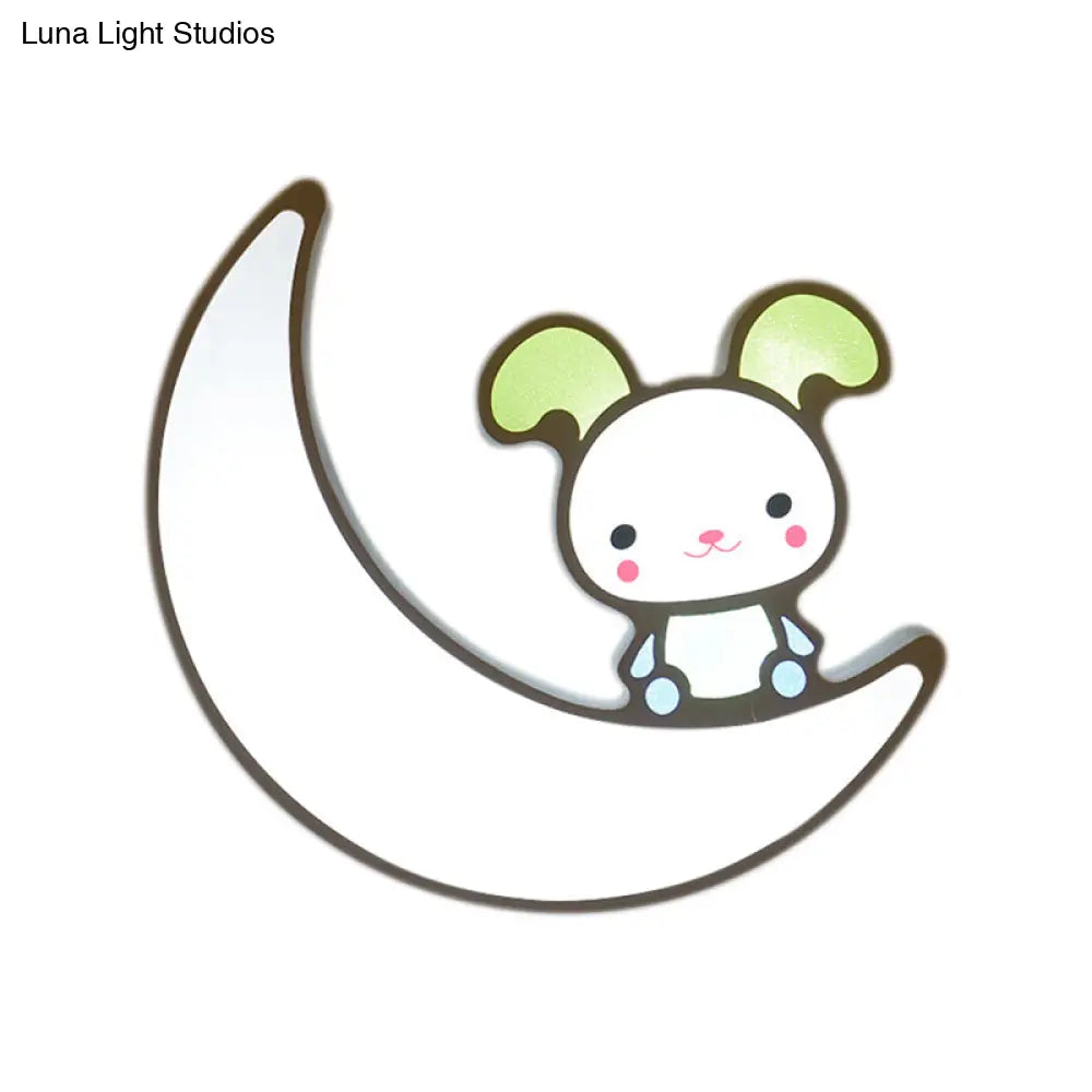 Adorable Acrylic Moon & Bunny Led Ceiling Lamp For Gamer Room