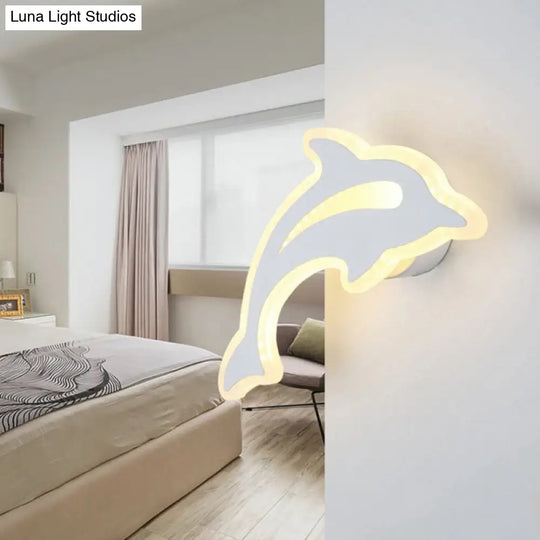 Adorable Animal Slim Wall Sconce - Acrylic White Led Light For Nursery Or Kindergarten