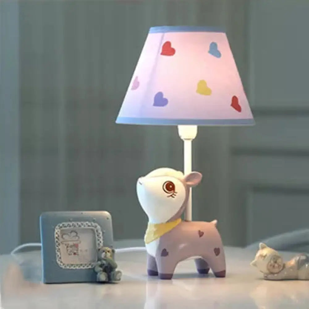 Adorable Baby Sika Deer Desk Lamp For Boy/Girl Bedroom - Resin 1 Bulb Purple