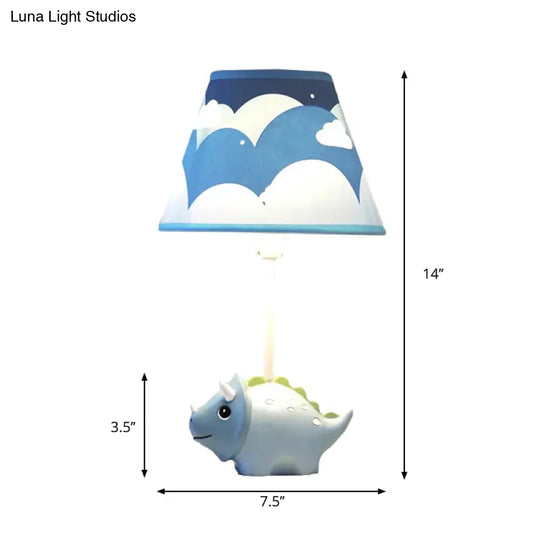 Adorable Blue Desk Lamp With Dinosaur Theme - Perfect For Childs Bedroom