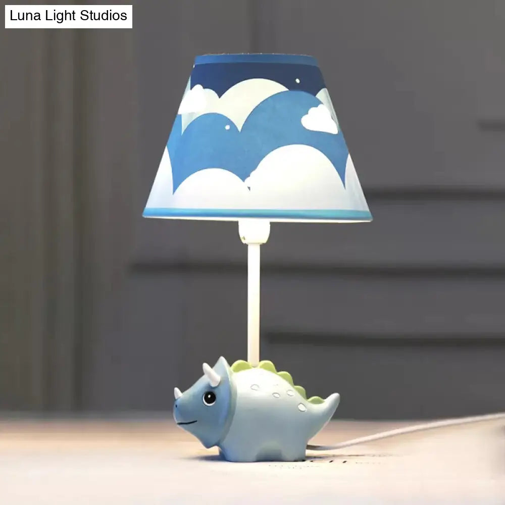 Adorable Blue Desk Lamp With Dinosaur Theme - Perfect For Childs Bedroom