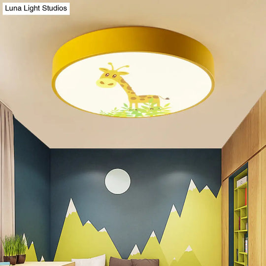 Adorable Giraffe-Themed Yellow Led Ceiling Mount Light For Baby Bedroom / 12