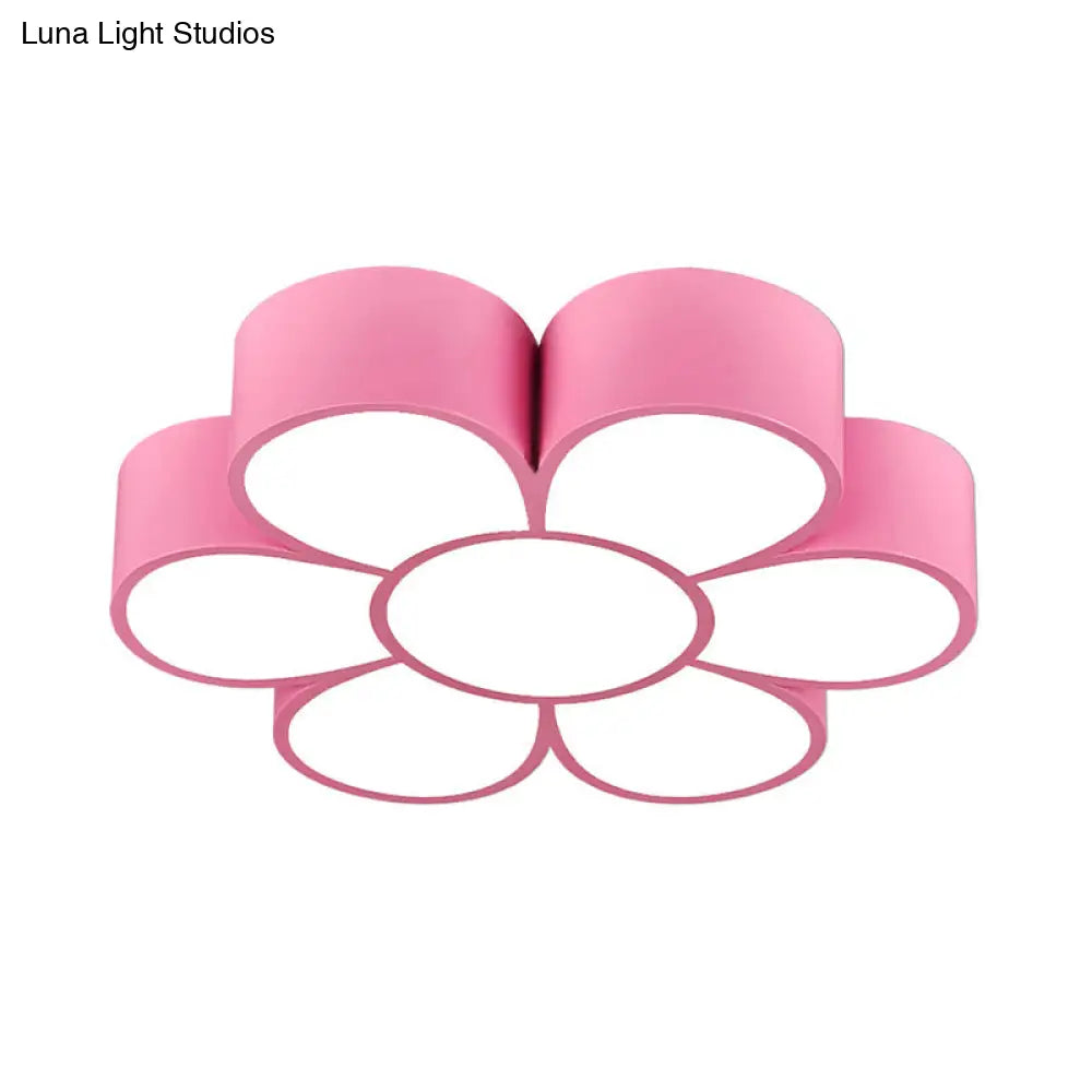 Adorable Girls Bedroom Led Ceiling Light With Cartoon Flush Mount Lamp And Flower Acrylic Shade