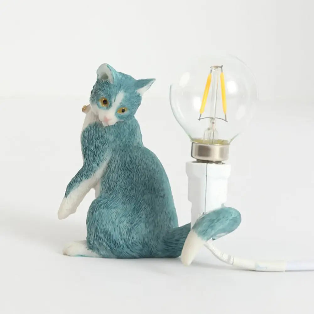 Adorable Kitten Nightstand Lamp Decorative Resin Child-Friendly 1-Bulb Ideal For Childrens Bedroom