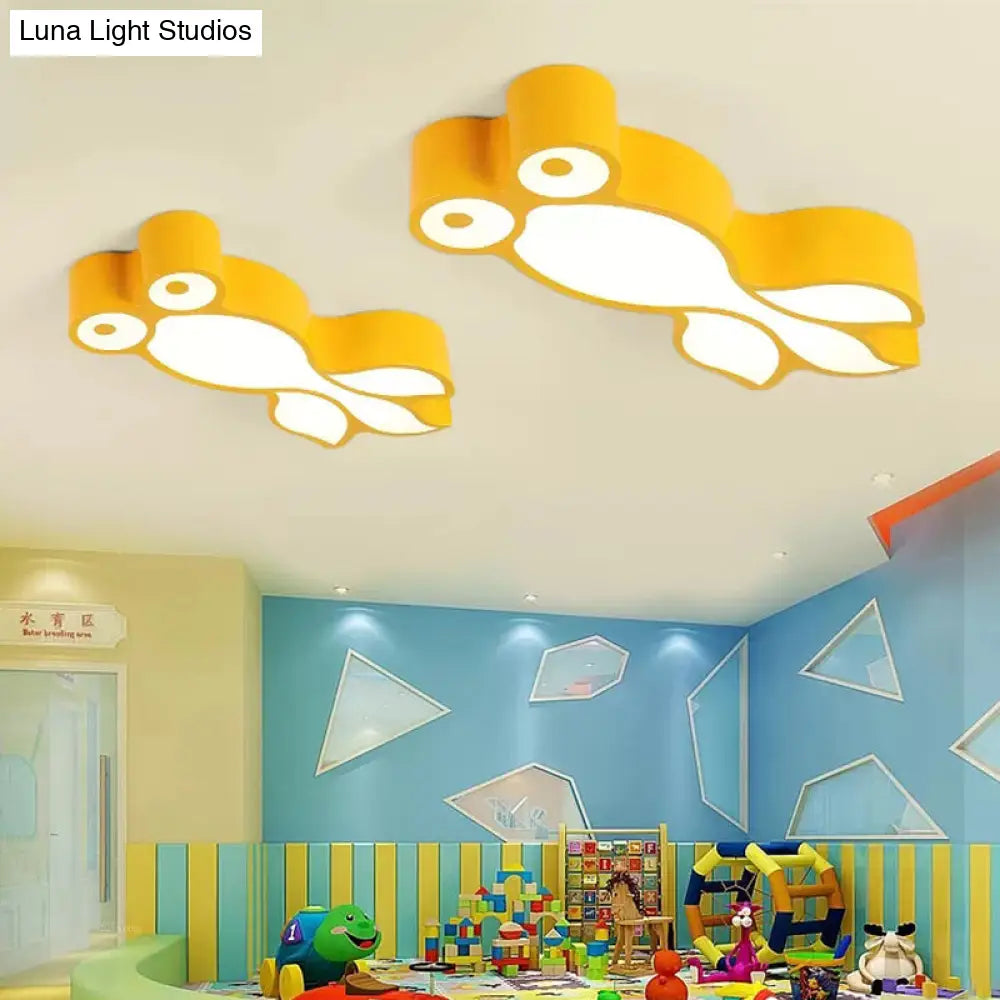 Adorable Little Goldfish Ceiling Light: Acrylic Led Flush Mount For Kids Bedrooms Yellow / White