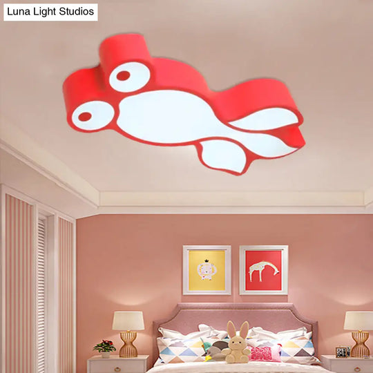 Adorable Little Goldfish Ceiling Light: Acrylic Led Flush Mount For Kids Bedrooms Red / White