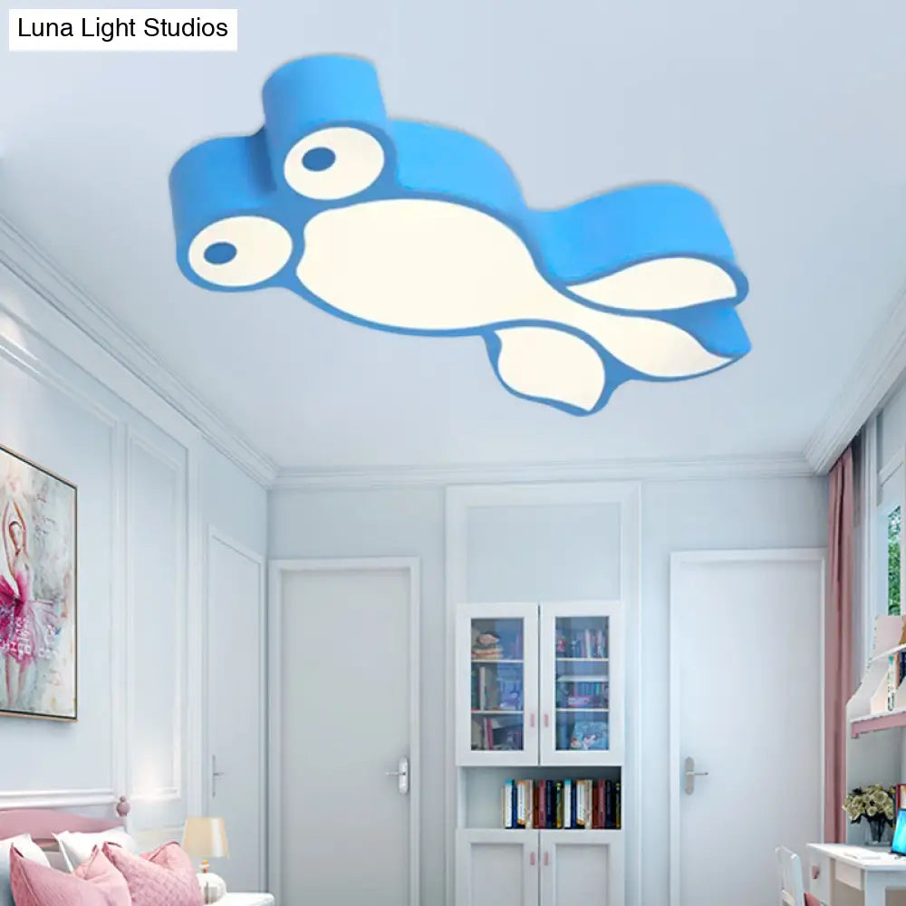Adorable Little Goldfish Ceiling Light: Acrylic Led Flush Mount For Kids Bedrooms Blue / White