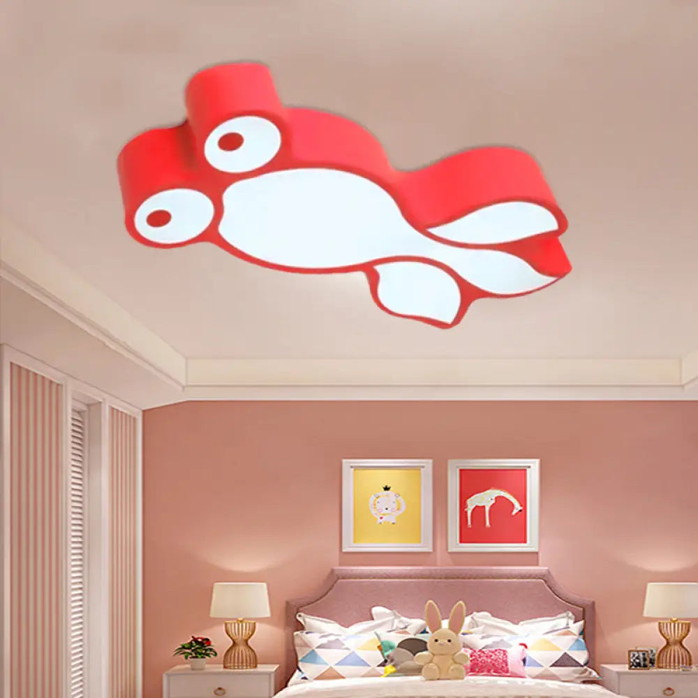 Adorable Little Goldfish Ceiling Light: Acrylic Led Flush Mount For Kids’ Bedrooms Red / White