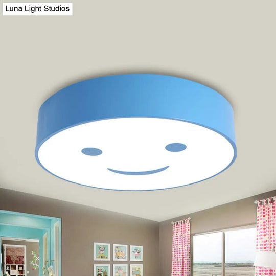 Adorable Smiling Face Led Baby Bedroom Ceiling Light - Round Flush Mount Acrylic Lamp
