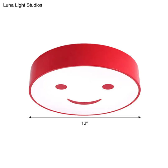 Adorable Smiling Face Led Baby Bedroom Ceiling Light - Round Flush Mount Acrylic Lamp