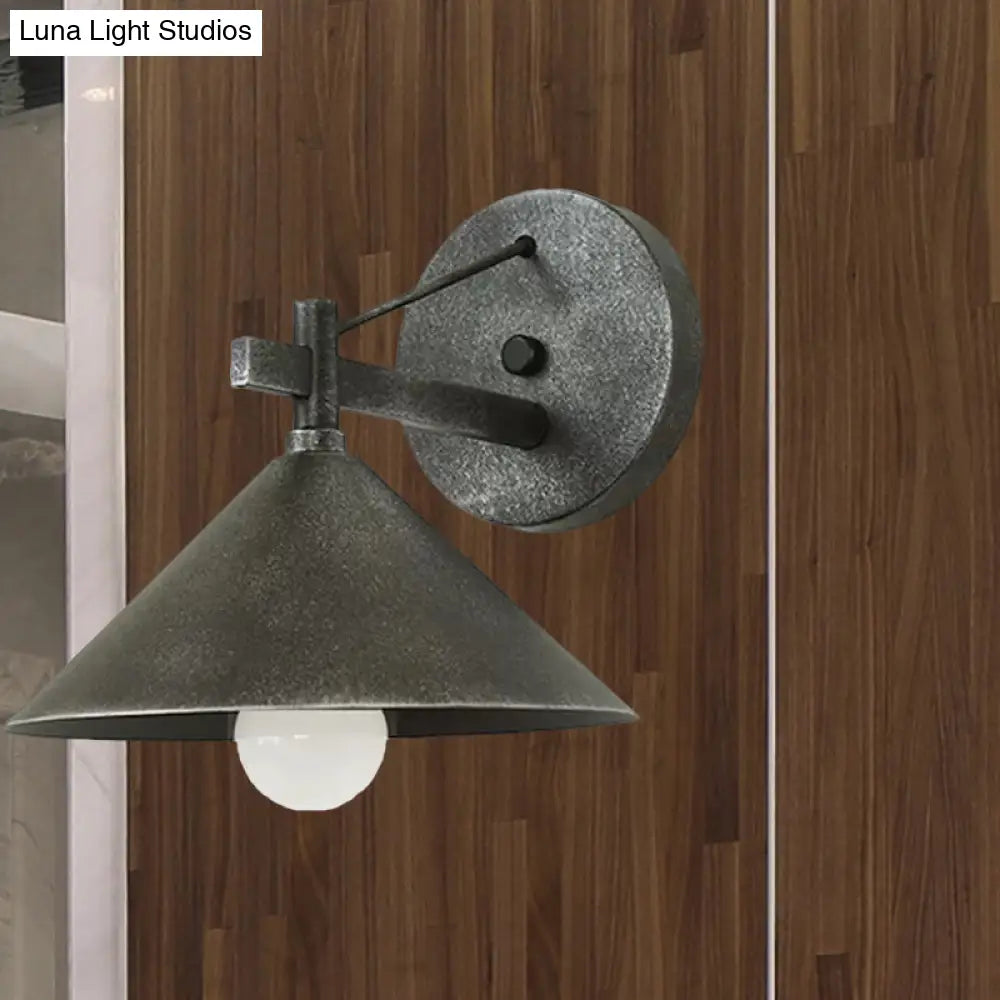 Aged Silver/Bronze Metal Wall Sconce - Stylish Industrial Light Perfect For Dining Room