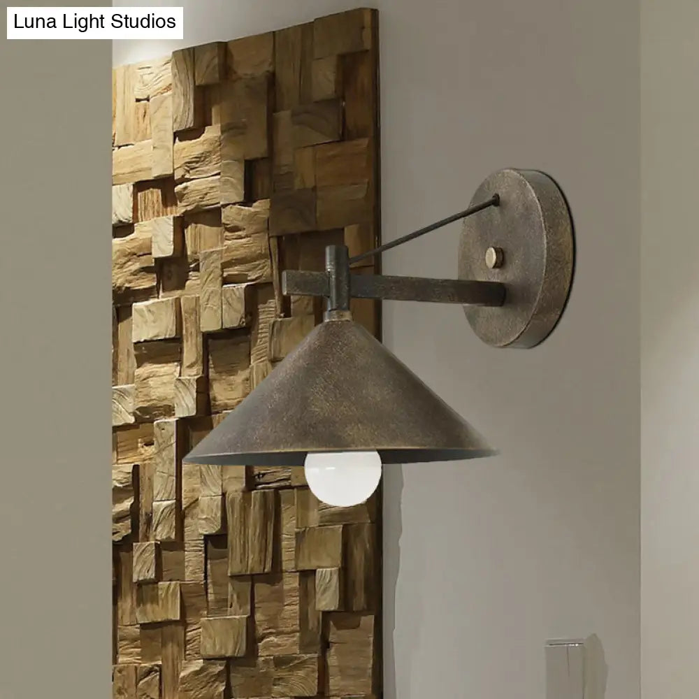 Aged Silver/Bronze Metal Wall Sconce - Stylish Industrial Light Perfect For Dining Room