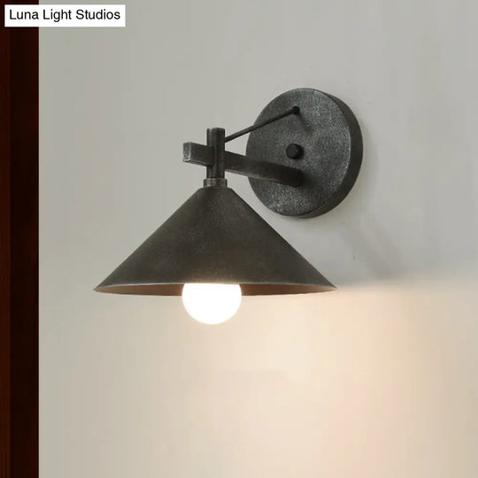 Aged Silver/Bronze Metal Wall Sconce - Stylish Industrial Light Perfect For Dining Room