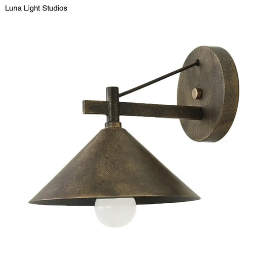 Aged Silver/Bronze Metal Wall Sconce - Stylish Industrial Light Perfect For Dining Room