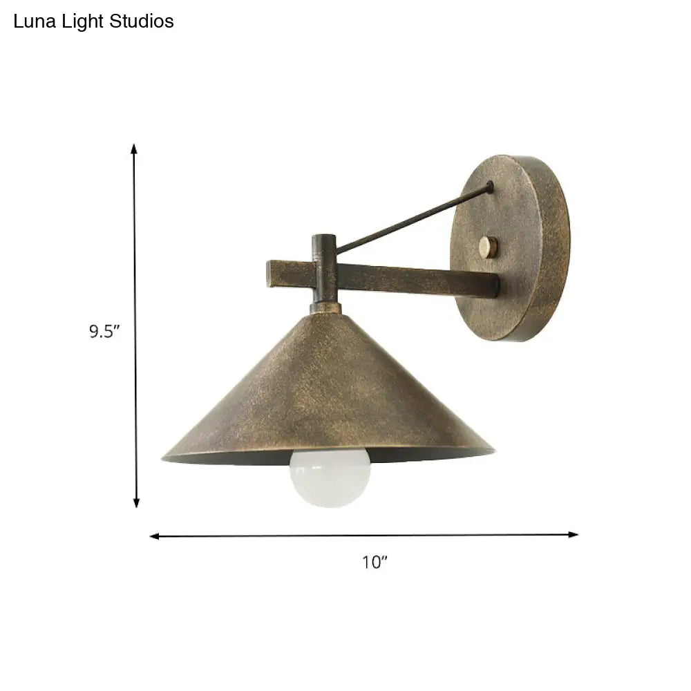 Aged Silver/Bronze Metal Wall Sconce - Stylish Industrial Light Perfect For Dining Room