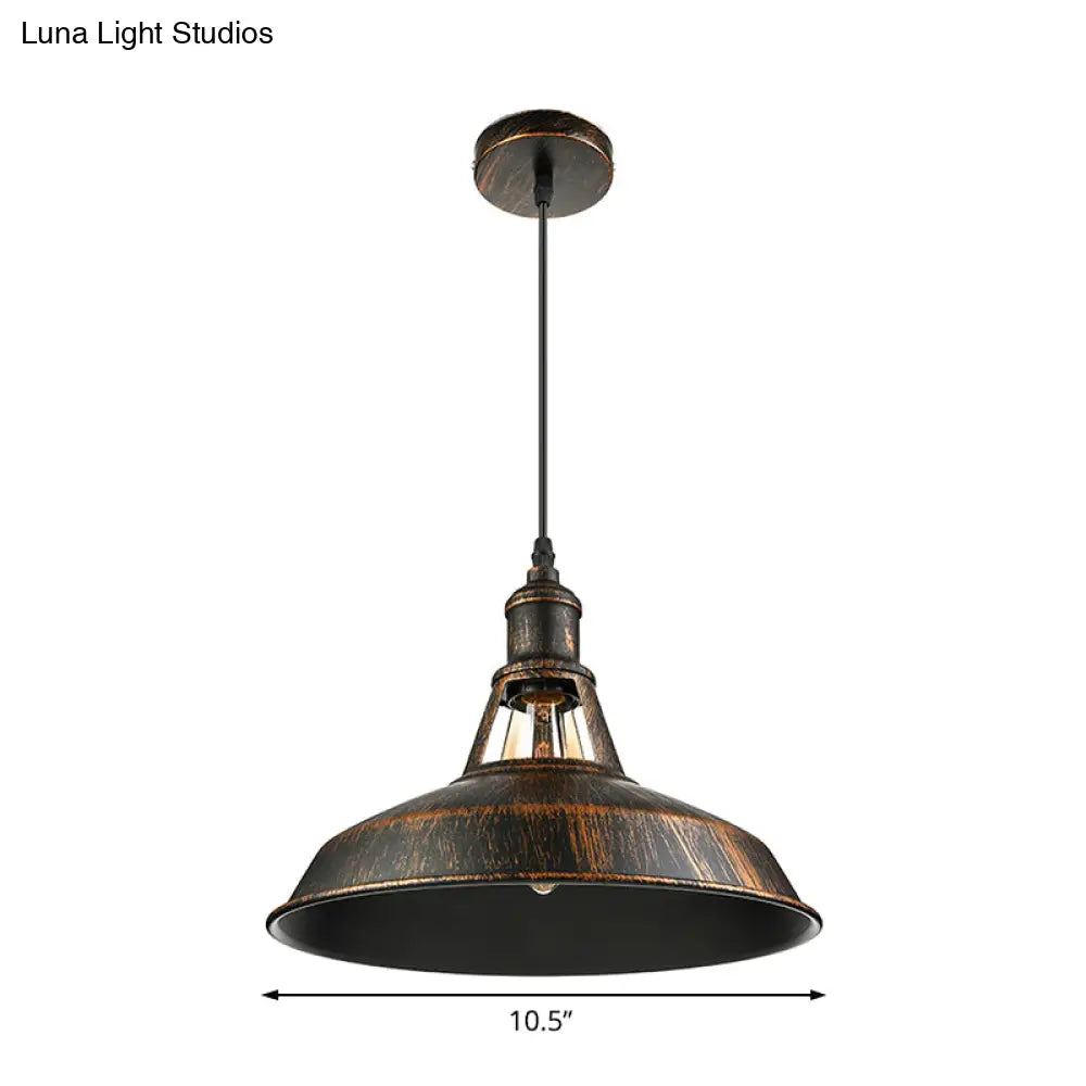 Aged Silver/Rust Barn Pendant Lighting - Antique Style Wrought Iron Ceiling Light For Dining Room 1