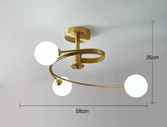 Aimee - Nordic Creative Rotate Bedroom Room Lamp Copper Ceiling 3 Milky White / Without Bulb