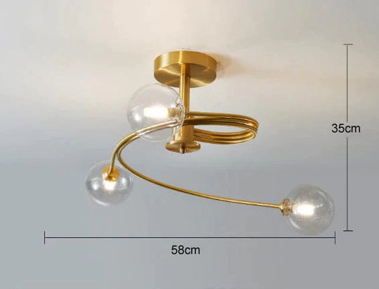 Aimee - Nordic Creative Rotate Bedroom Room Lamp Copper Ceiling 3 Transparent Color / Without Bulb
