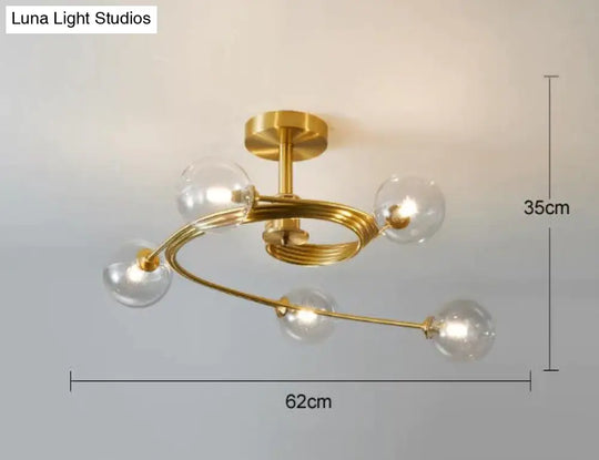 Aimee - Nordic Creative Rotate Bedroom Room Lamp Copper Ceiling 5 Transparent Color / Without Bulb