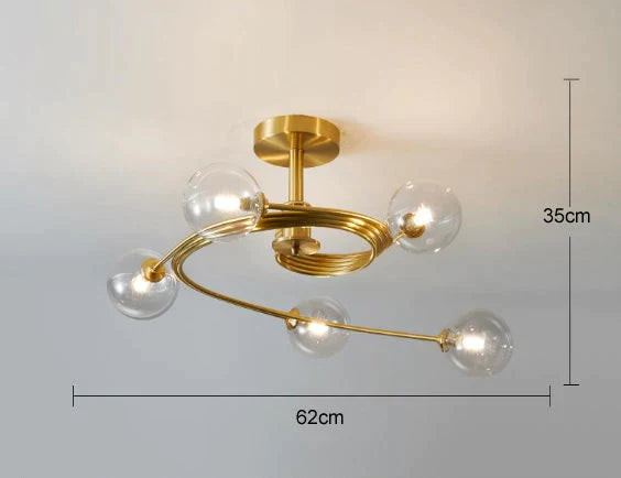 Aimee - Nordic Creative Rotate Bedroom Room Lamp Copper Ceiling 5 Transparent Color / Without Bulb