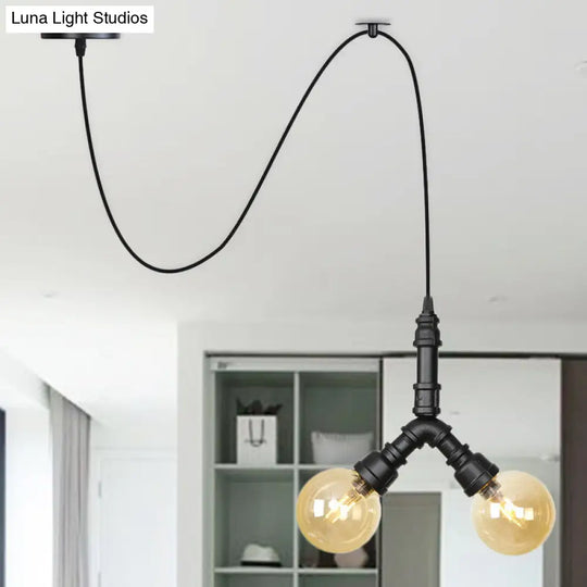 Alamak - Modern Amber Glass Pendant Chandelier With Swag Design Black / B