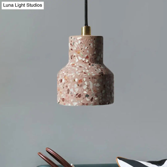 Alathfar - Cement Bell Pendant Ceiling Light Simplicity 1 Black/White/Pink Hanging Pink