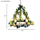 Aldhanab - Metal 6 Lights Exposed Bulb Chandelier Lamp Loft Style Black Pendant Light With Ring And