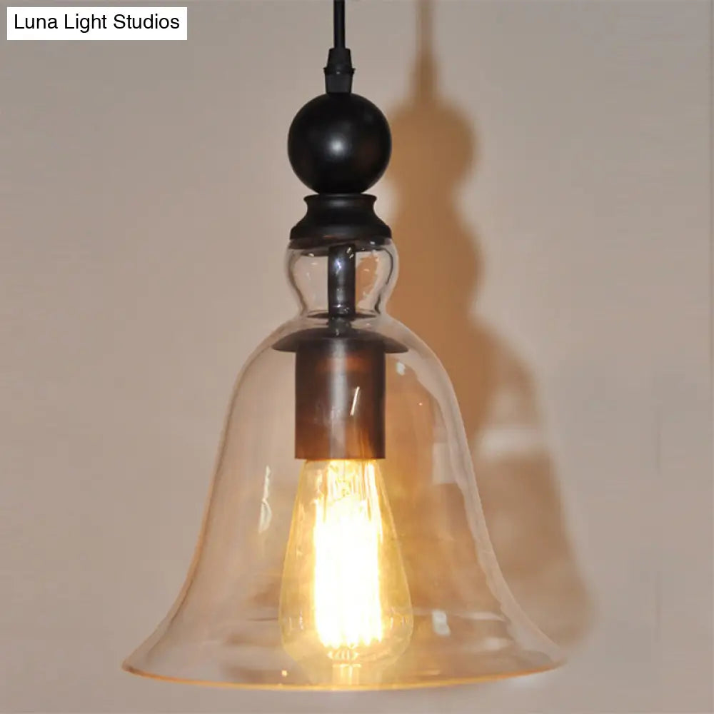 Aldhibah - Black Rustic Bell Glass Pendant Lamp