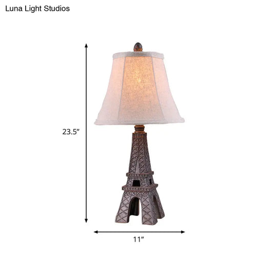 Alexa - Paradise Tower Desk Lamp With Paneled Bell Fabric Shade