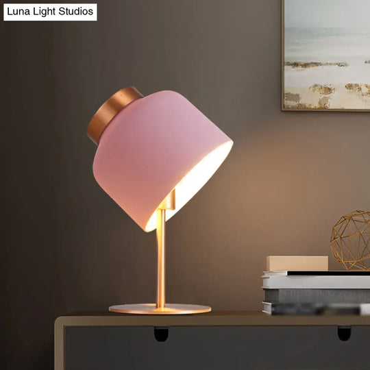 Dome Metallic Desk Light - Minimalist 1-Head Nightstand Lamp In Pink/Blue With Adjustable Design