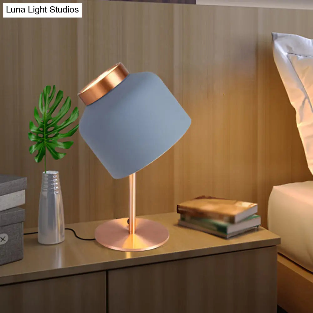 Dome Metallic Desk Light - Minimalist 1-Head Nightstand Lamp In Pink/Blue With Adjustable Design