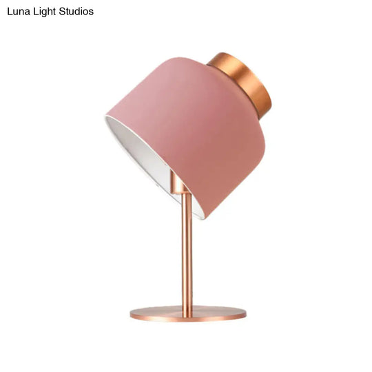 Dome Metallic Desk Light - Minimalist 1-Head Nightstand Lamp In Pink/Blue With Adjustable Design