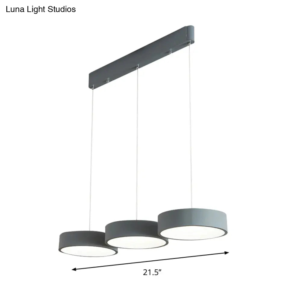 Algieba - Gray Drum Multi Light Pendant With Simplicity Led Metal Lighting