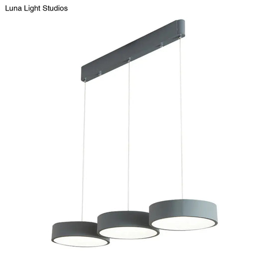 Algieba - Gray Drum Multi Light Pendant With Simplicity Led Metal Lighting