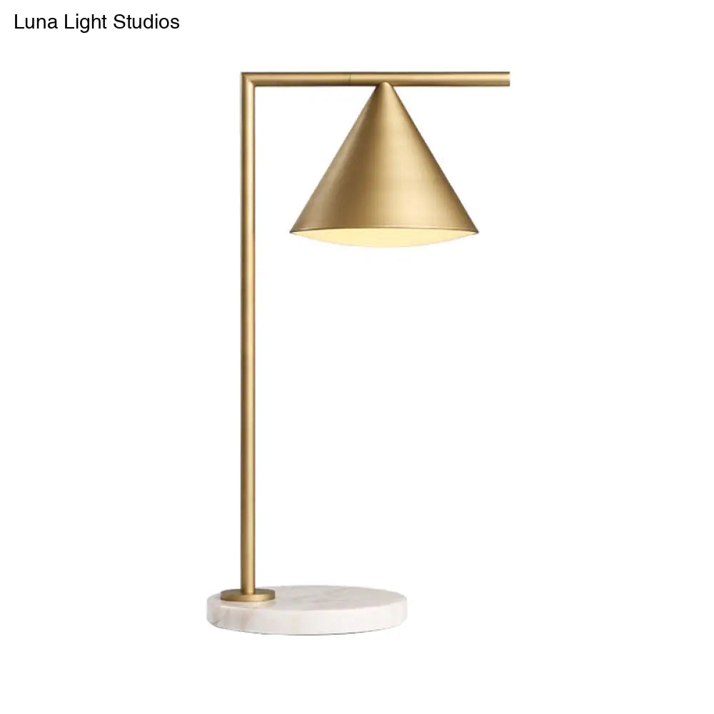 Alice - Golden Colonialist Bedside Lamp With Marble Base