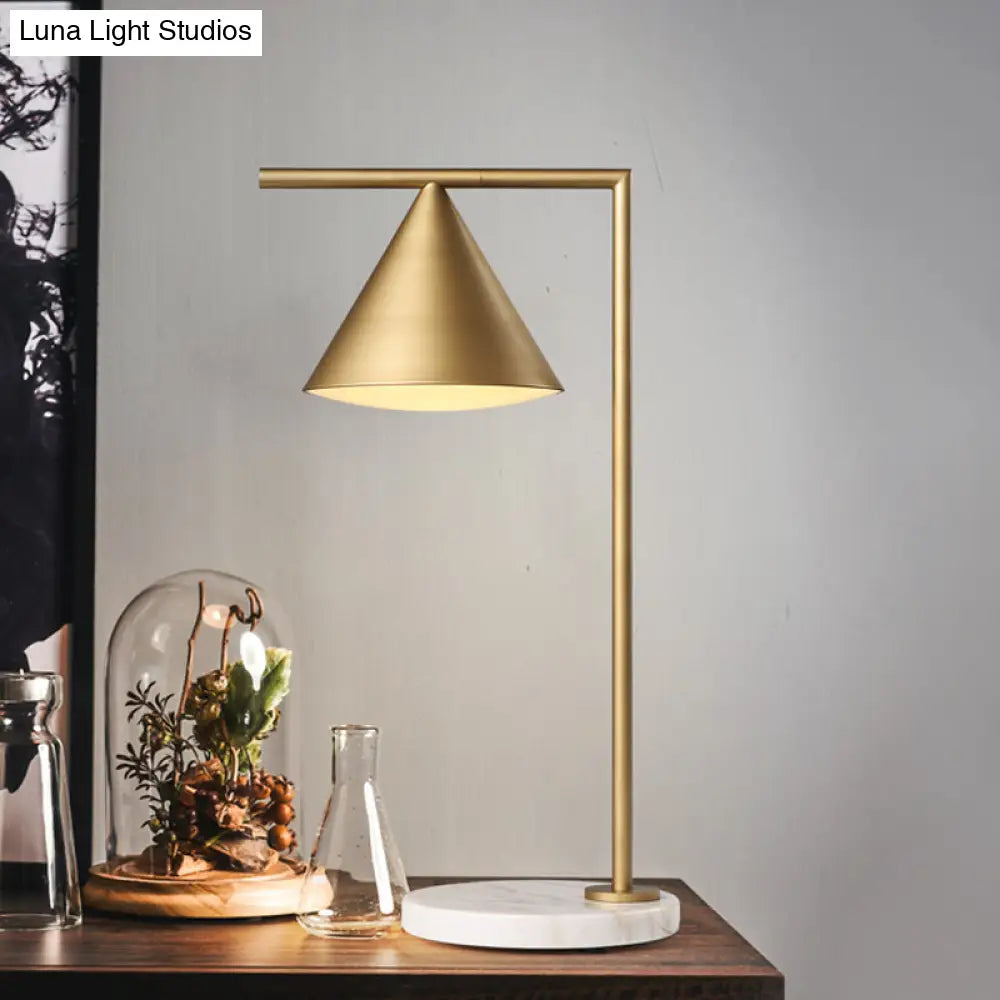 Alice - Golden Colonialist Bedside Lamp With Marble Base