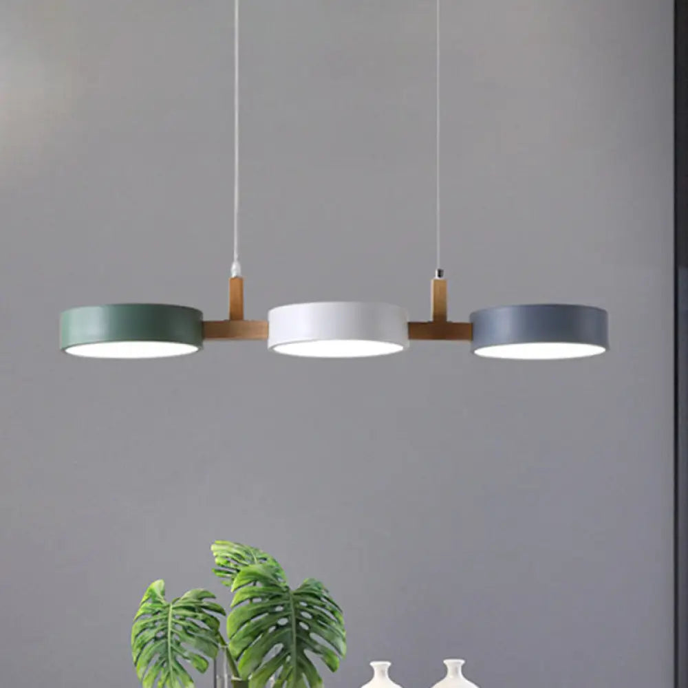 Alkes - Metal Cylinder Multi Light Pendant Nordic Ceiling Lamp White-Grey-Green