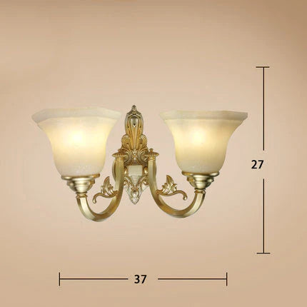 All Copper American Ceramic Antique Wall Lamp Double Head Luxury Atmosphere European Style Living