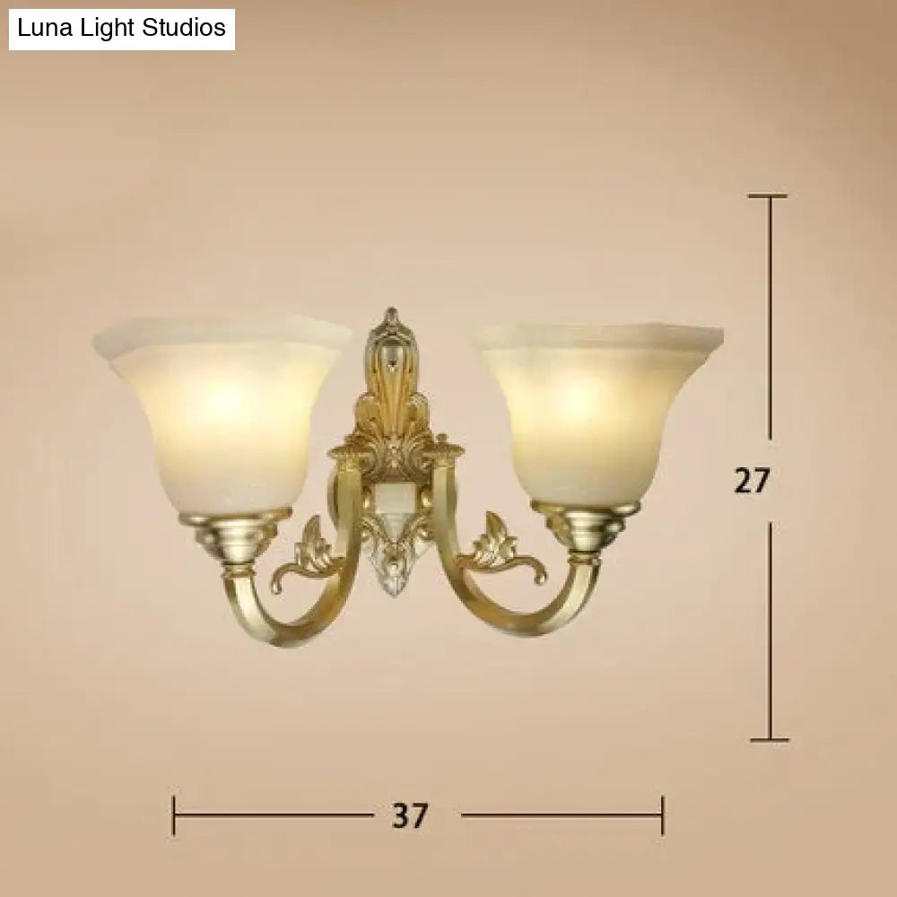 All Copper American Ceramic Antique Wall Lamp Double Head Luxury Atmosphere European Style Living