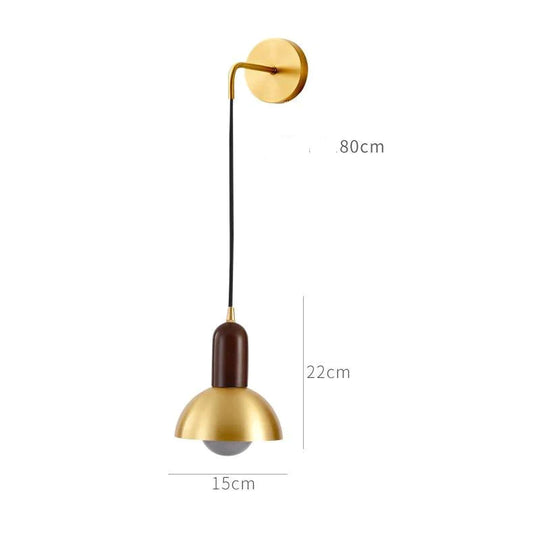 All Copper Bedside Wall Lamp Light Luxury Post Modern Simple Living Room Background Wall Aisle Retro Creative Personality Ball Copper Wall Lamp
