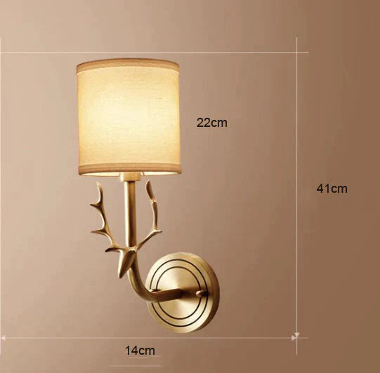 All-copper Cabinet Antler Corridor Bedroom Copper Wall Lamp