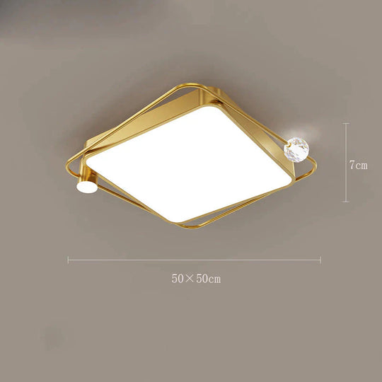 All Copper Ceiling Lamp Light Luxury Crystal Simple Nordic Master Bedroom Household Round Square Book Room Lamp