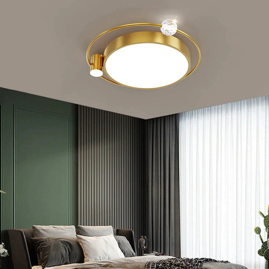 All Copper Ceiling Lamp Light Luxury Crystal Simple Nordic Master Bedroom Household Round Square Book Room Lamp