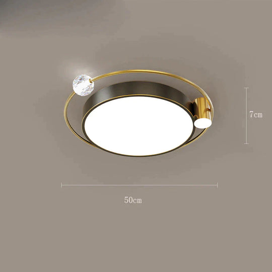 All Copper Ceiling Lamp Light Luxury Crystal Simple Nordic Master Bedroom Household Round Square