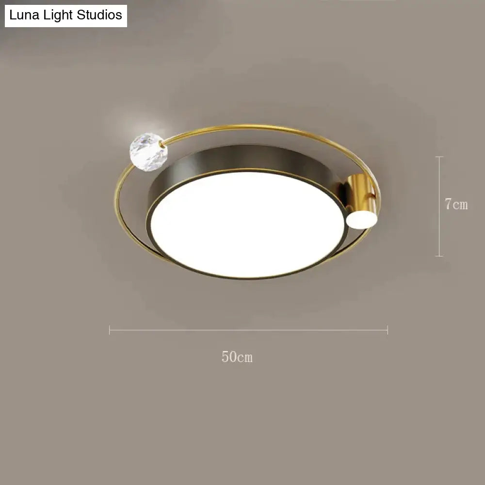 All Copper Ceiling Lamp Light Luxury Crystal Simple Nordic Master Bedroom Household Round Square