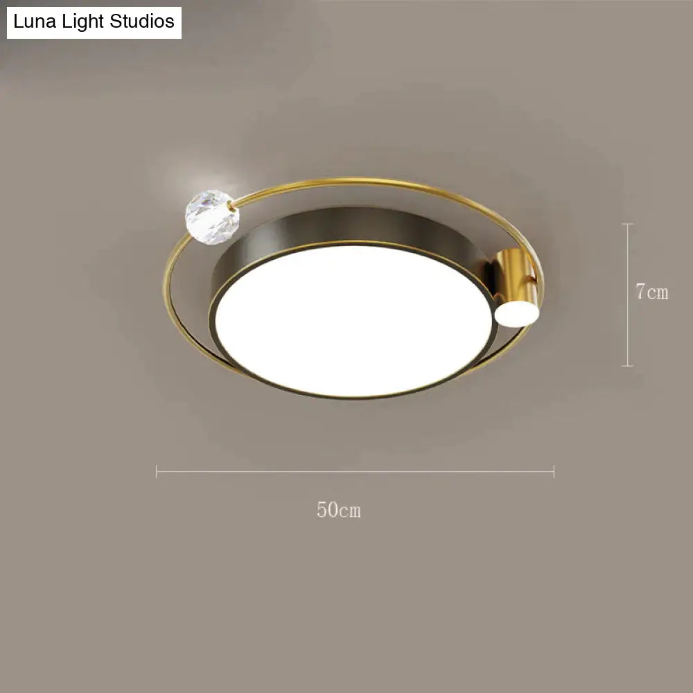 All Copper Ceiling Lamp Light Luxury Crystal Simple Nordic Master Bedroom Household Round Square