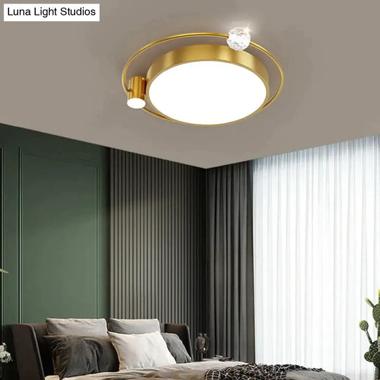 All Copper Ceiling Lamp Light Luxury Crystal Simple Nordic Master Bedroom Household Round Square