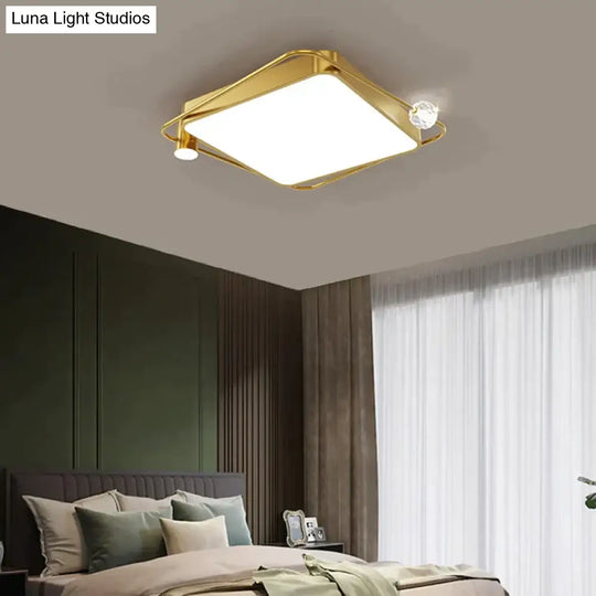 All Copper Ceiling Lamp Light Luxury Crystal Simple Nordic Master Bedroom Household Round Square